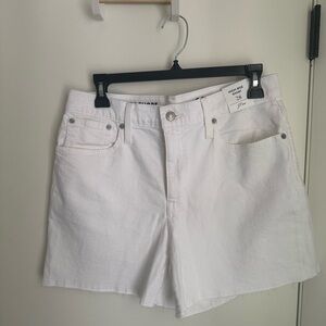 J. Crew White Jean Shorts Raw-Edged Mid-Thigh